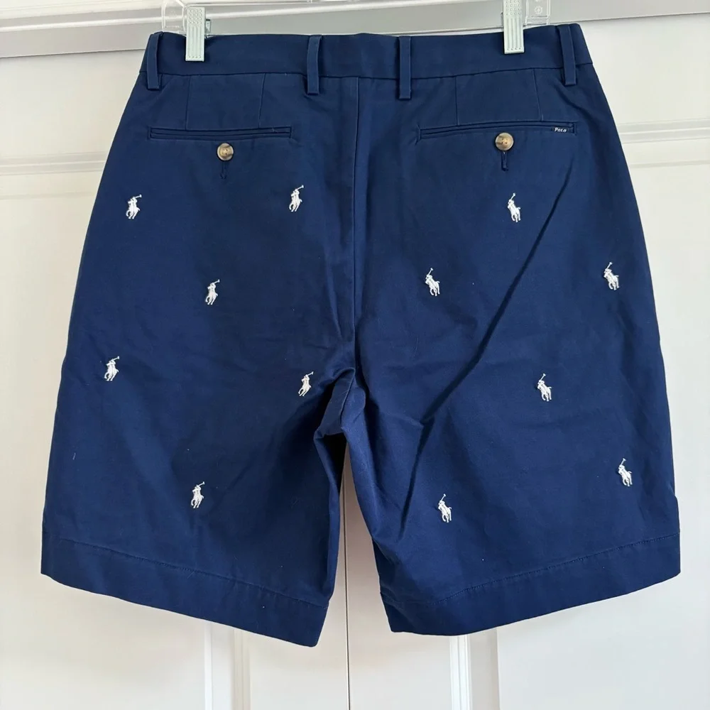 Polo by Ralph Lauren Navy Blue White Logo Men's Shorts EUC - Picture 3 of 9